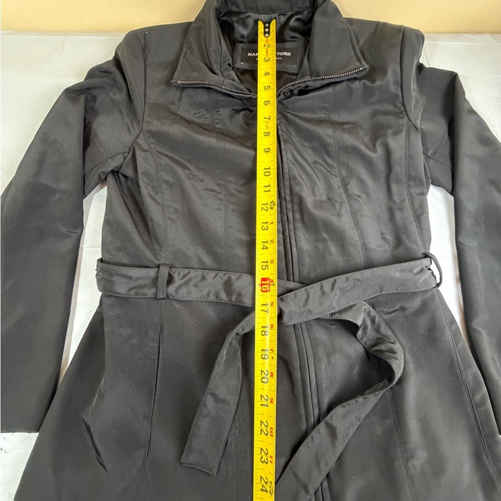 Marc New York Black Fully Lined Belted Trench Coat Size S - Picture 3 of 6